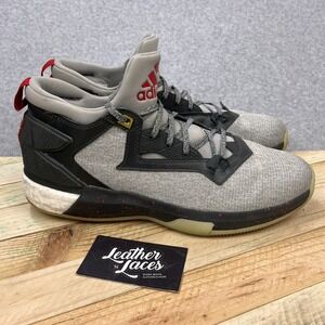 Adidas D Lillard 2 Boost Basketball Shoes Mens Sz 10 Heather Gray Sneaker AQ7413